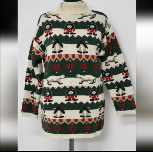 Prides Landing Sweaters - Prides Landing Women’s Turtleneck Sweater With Winter Designs Size M